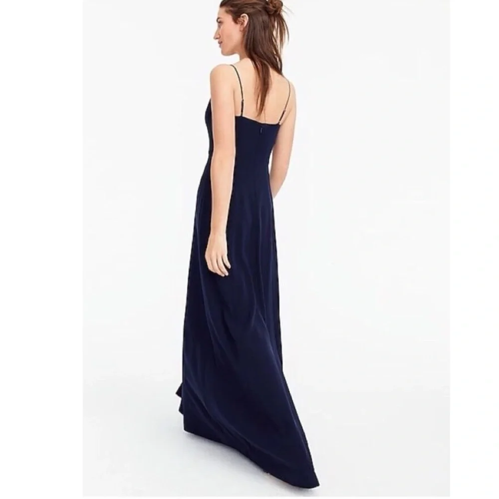 J. Crew Spaghetti Strap Navy Blue Side Split Maxi Dress Women's Size 6 NWT